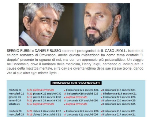 SERGIO RIBINI e DANIELE RUSSO al Teatro QUIRINO con IL CASO YEKYLL